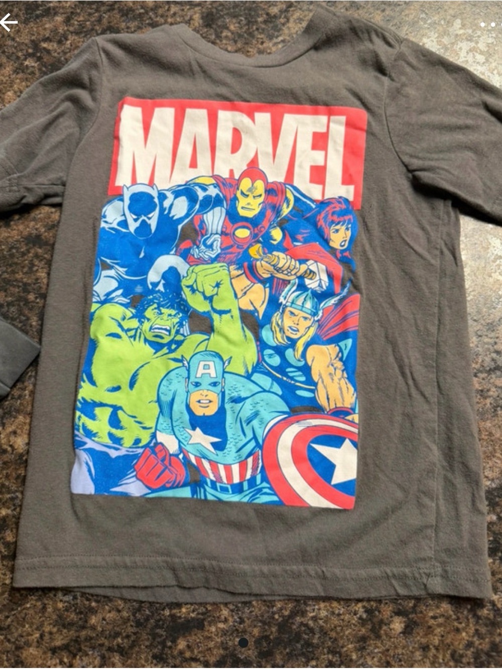 Marvel Kids Long Sleeve Graphic Tee - Gray with Red & Blue Artwork